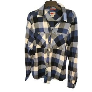 Fieldn & Forest Blue, Black And White Button Down Plaid Men's Shirt Size‎ LT